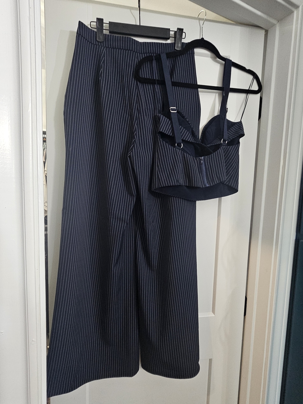 Princess Polly Pinstripe Wide-Leg Pants Set in Navy - Picture 3 of 3